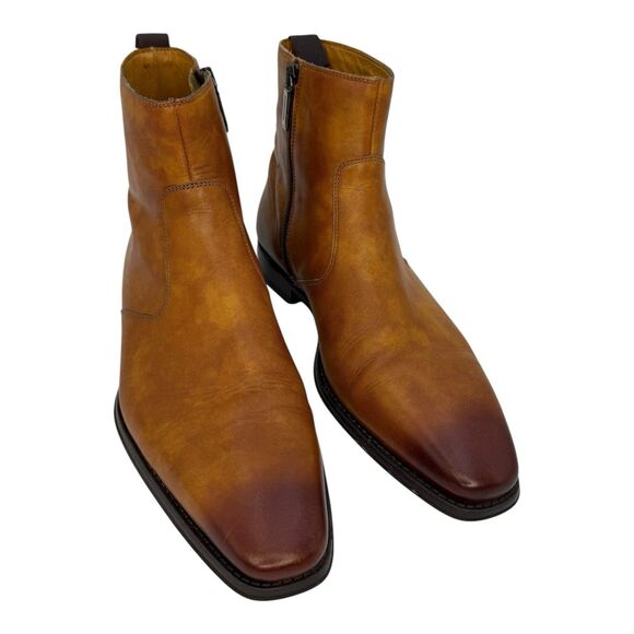MAGNANNI Men's Jalen Square Toe Zip Boots Brown Size 8M EUR 41 24202 - Picture 1 of 7